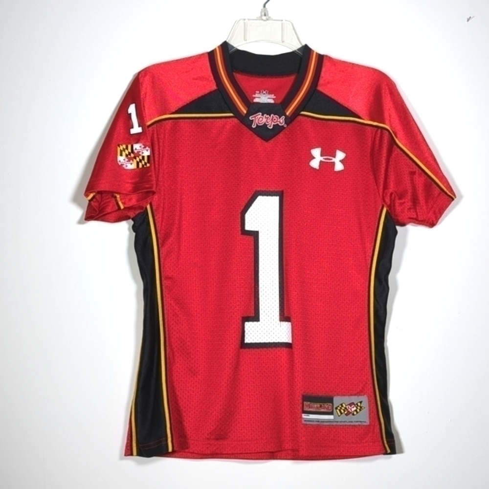 Maryland Terrapins #1 Red Replica Football Jersey S